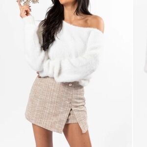 PINK LILY neutral tweed skort size large